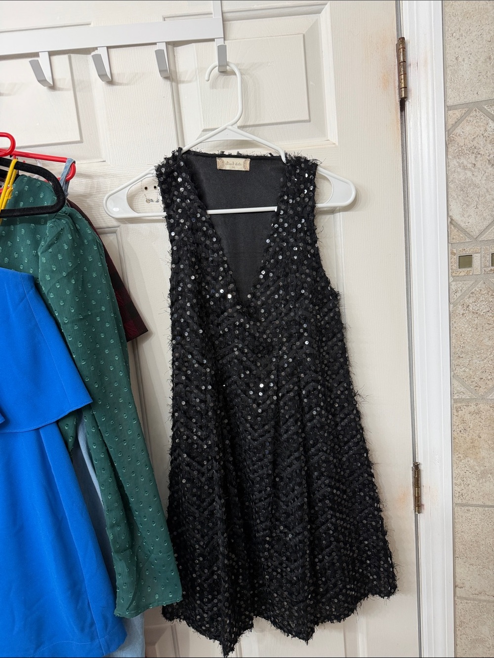 Altar'd State Black Sequin V-Neck Mini Dress